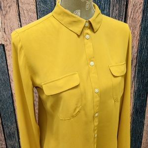 Mustard Yellow Button Down Light Weight Shirt